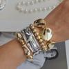New INS Style High-End Versatile Mixed Color Elastic Beaded Bracelet Set