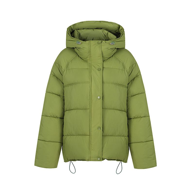 Puff turtle back green short cotton-padded coat women's winter new high-end warm hooded bread jacket