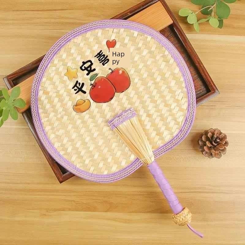 Durable Old-Fashioned Hand-Woven Bamboo Fan for Children and Babies, Portable Winter Vintage Banana Leaf Fan