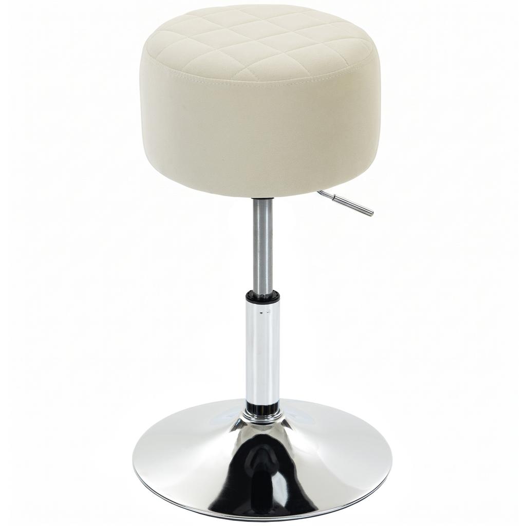 Bar Stool Adjustable Swivel Chair Velvet Feel Seat 1 Piece Beige