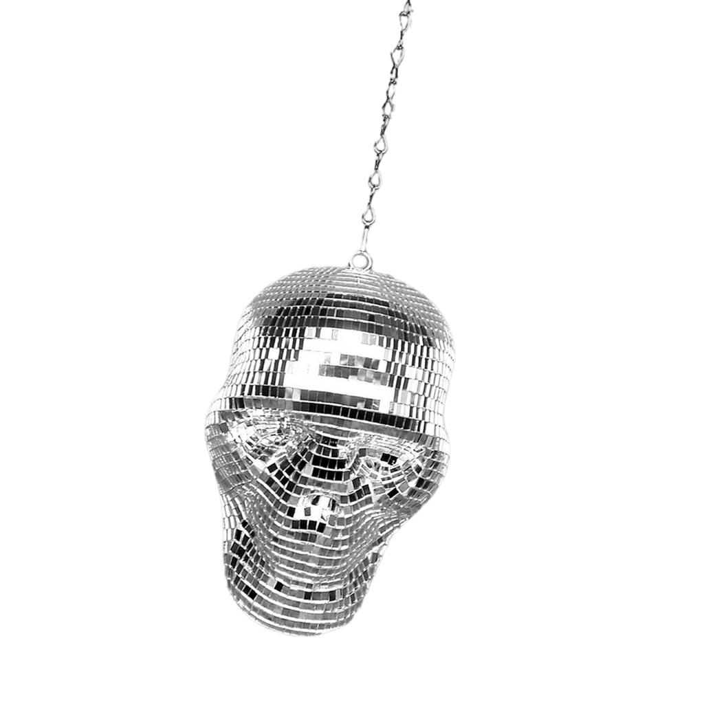 Reflektierendes verspiegeltes Totenkopf-Ornament Hängekette Diskokugeln Anhänger für Halloween-Partys und einzigartige Heimdekorationen