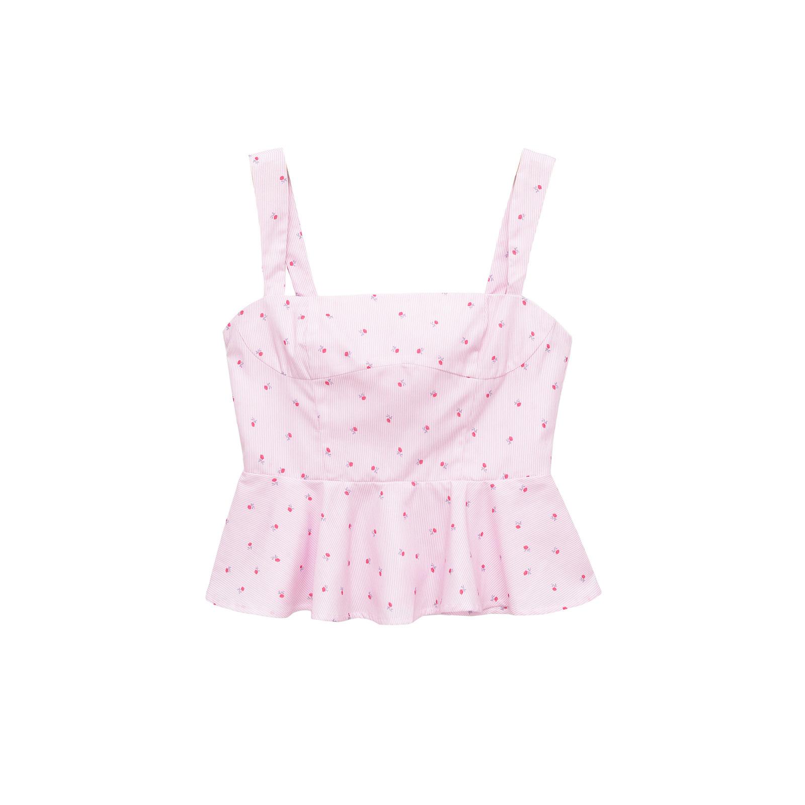 European and American style new women s clothing, versatile floral waist-cinching tight camisole top 3231544620 XS