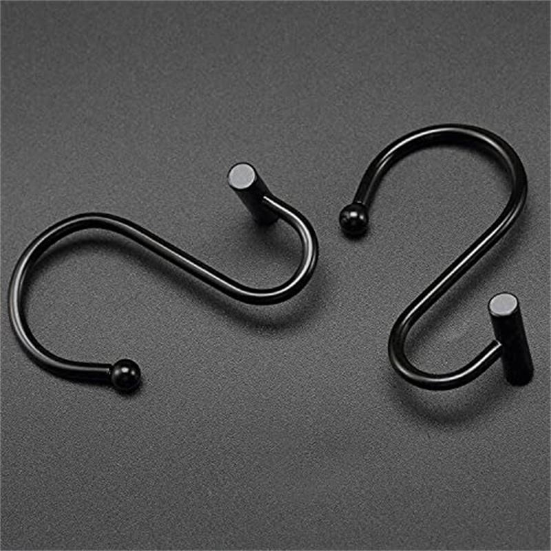 12Pcs Shower Curtain Hooks Rustproof Corrosion Resistant Strong Load-bearing Curtain Rings S-Shaped Electroplated Curtain Hooks