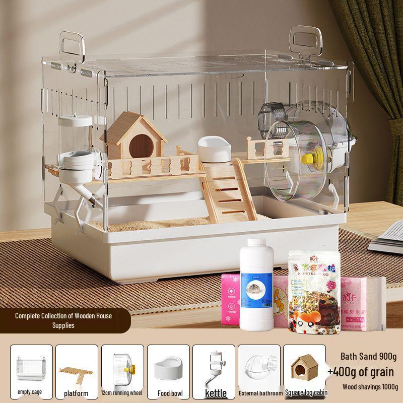 Jaula de Acrílico de Lujo para Hámster: Villa Grande, Transparente, Anti-Mordeduras para Hámsteres Dorados