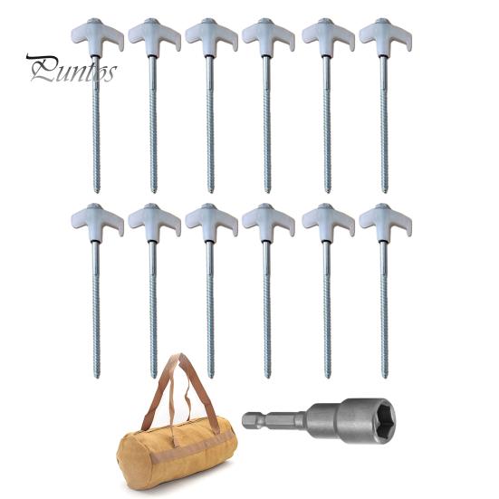 Zelt-Erdnägel, Camping-Heringe mit Aufbewahrungstasche, scharfes Spitzen-Design, einfache Installation, drehbare Bodennägel, Zubehör