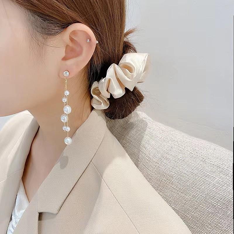 925 Sterling Silver Pearl Tassel Earrings - Trendy Korean Style Women's Ear Drops