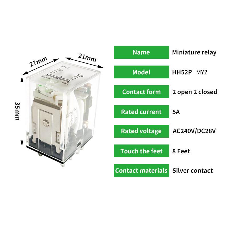 HH52P HH53P HH54P Miniature Coil General Electromagnetic Intermediate Relay Switch LED DC 6V 12V 24V AC 220V MY2NJ/MY3NJ/MY4NJ Relays 5