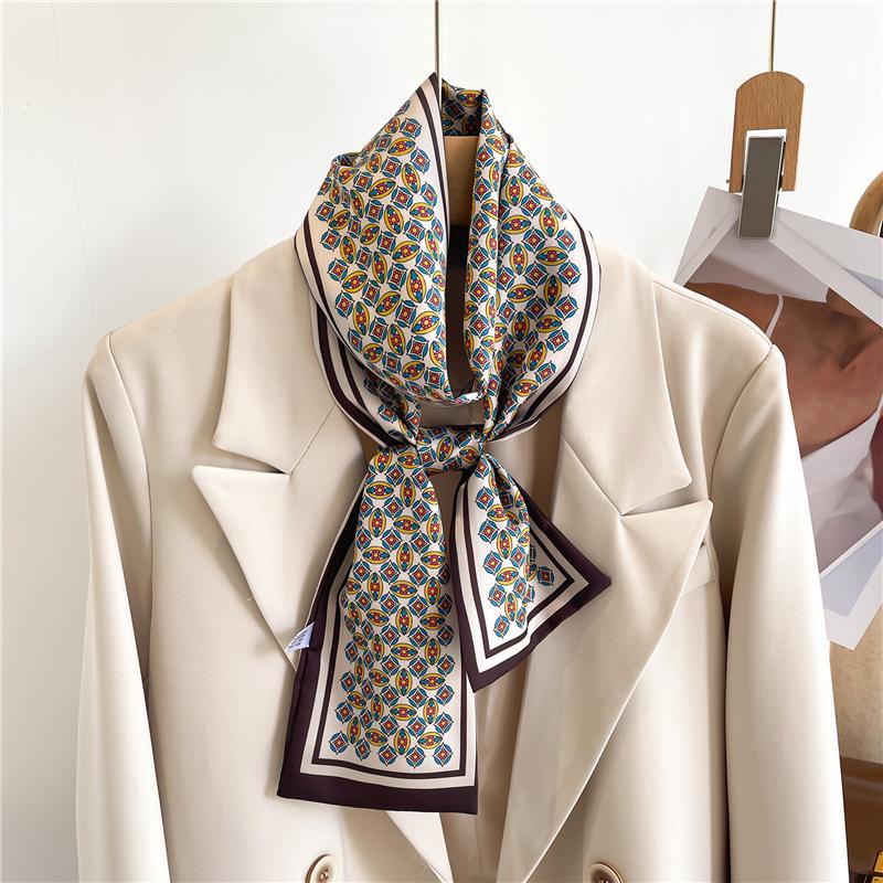 Luxury Cashew Print Silk Scarf Headband Neckerchief Foulard Female Hair Scarfs Neck Tie Lady Skinny Scarves Soft Satin