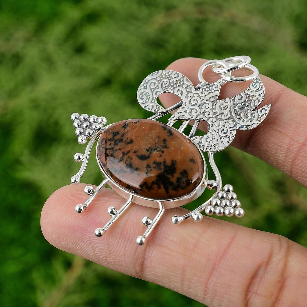 Töchtertag Sale Honig Dendrit Opal Edelstein Lünettenanhänger Schmuck 925 Silber