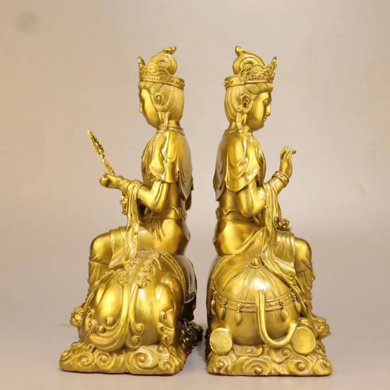 Manjushri Brass Home Decor Large Samantabhadra Mahavairocana Three Saints Buddha Statue Ornament