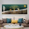 Chinese Golden Deer Rich Tree Canvas Painting Wall Art FengShui Mountain Landscape Stone Posters and Prints Living Room No Frame