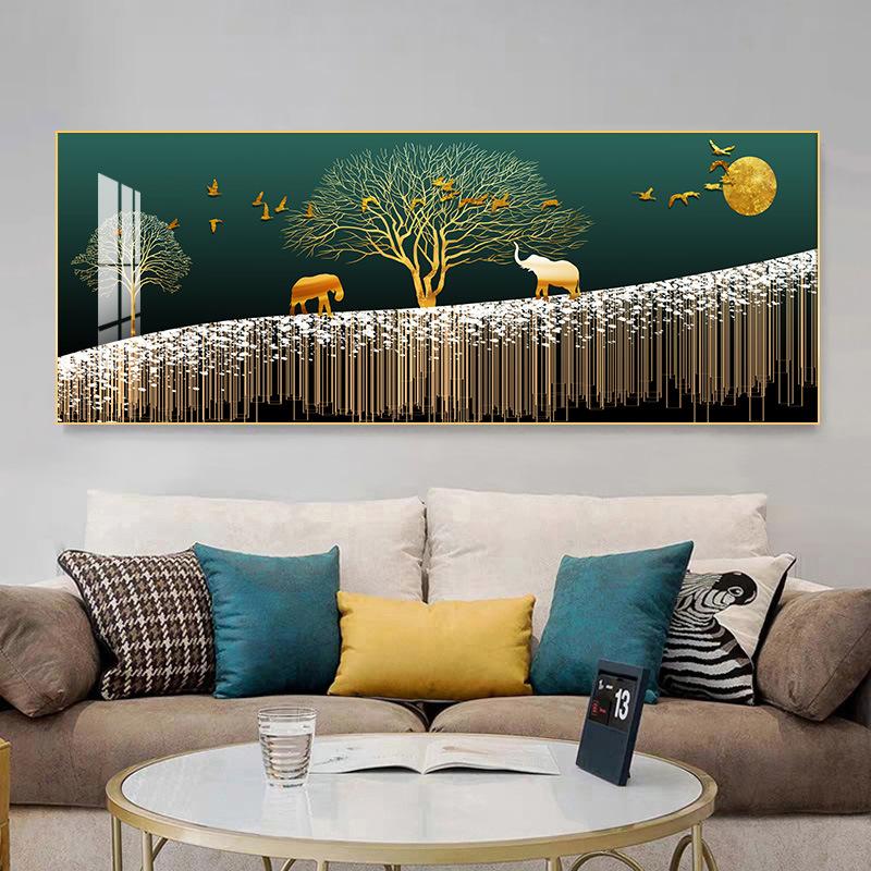 Chinese Golden Deer Rich Tree Canvas Painting Wall Art FengShui Mountain Landscape Stone Posters and Prints Living Room No Frame