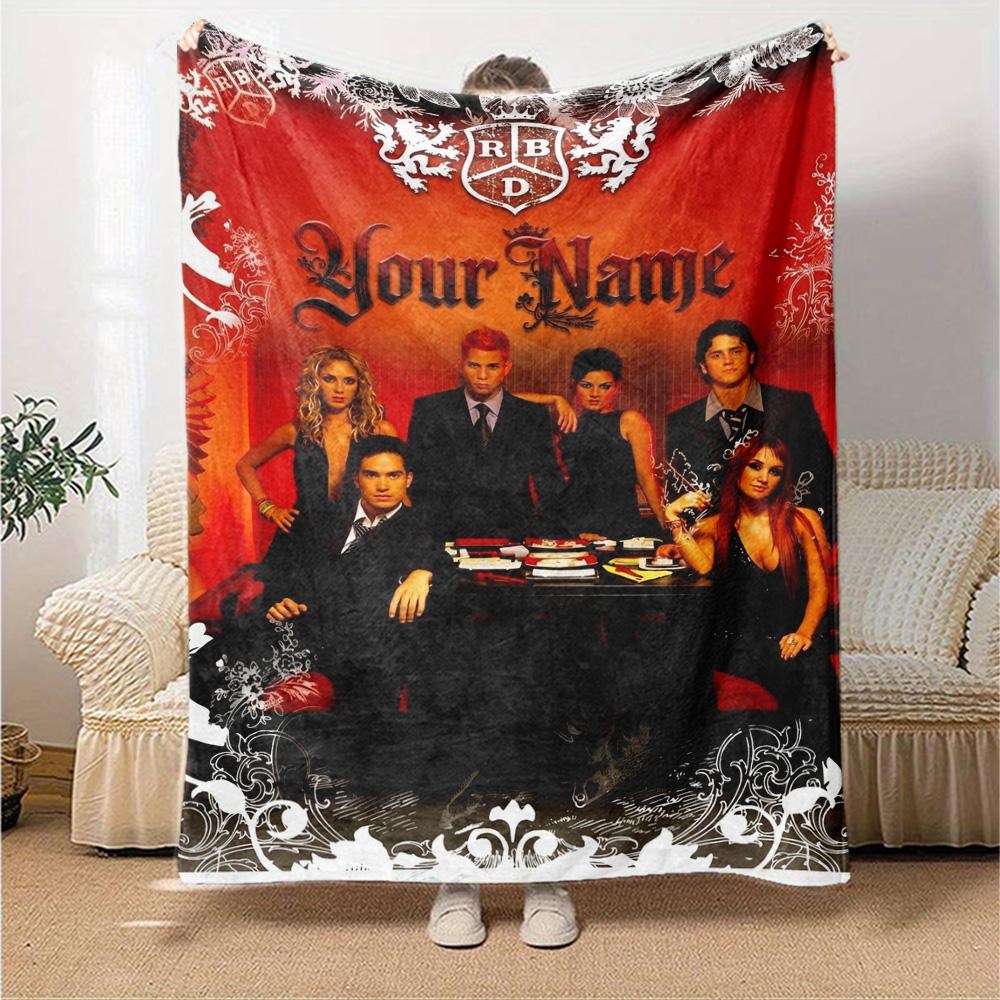 Name Custom RBD Band Print Flannel Blanket High Quality Warm Comfortable Cover for All Seasons Perfect for Gifts Home Decor