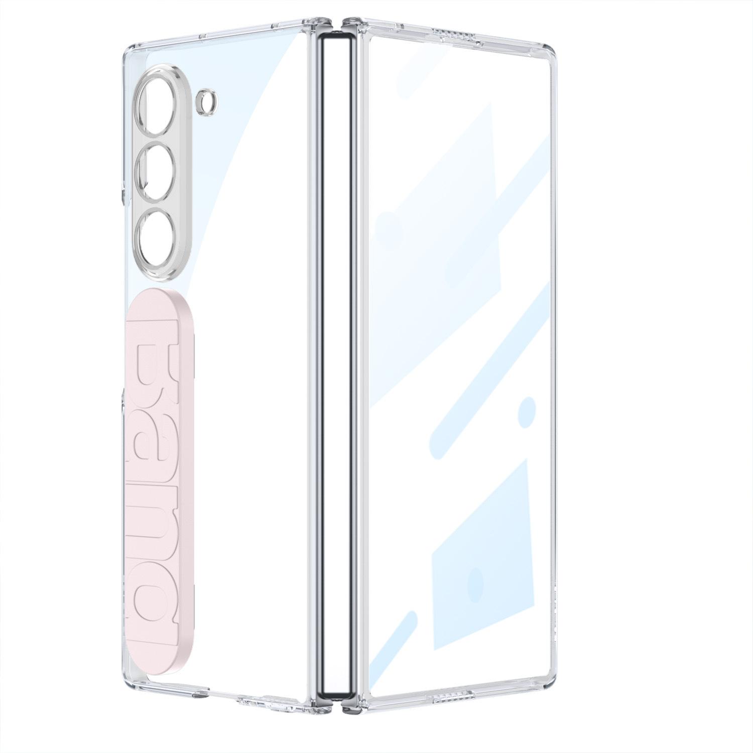 

Suitable for Samsung Z Fold6 Folding Mobile Phone Case Elastic Wristband Type Electroplating Transparent Shell Film Fold6 Protective Cover SM-Fold6
