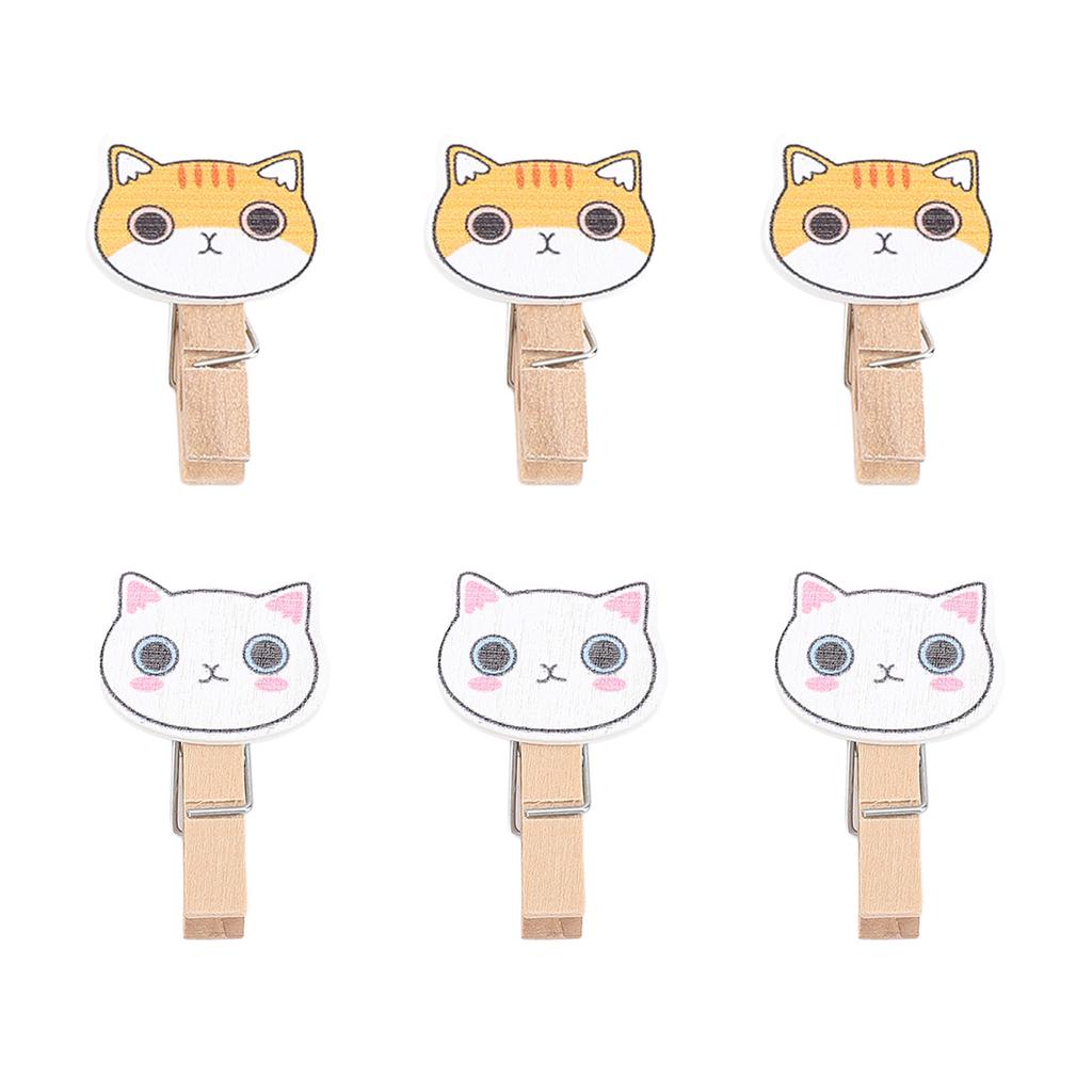 100PCS Cat Clothes Pins Cute Cartoon Beech Wood Multifunctional Laundry Clothes Pins
