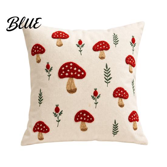 Autumn Home Decor 18"x18" 20"x12" Mushroom Throw Leaf Embroidered Pillowcase Pillow Cover Washable Decorative Shells Farmhouse Cover for Sofa