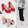 New high-heeled single shoes thick-heeled four-season shoes master of ceremonies presides over long-term production of etiquette professional shoes