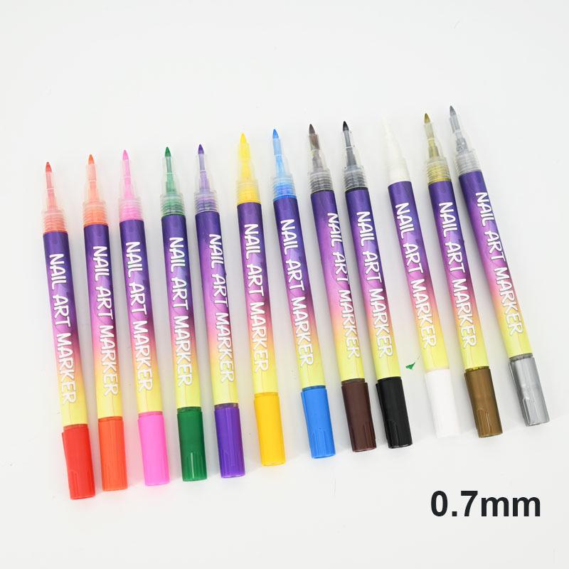 12-Color Nail Art Pen Set: Ultra-Fine Multi-Color DIY Painting & Highlighting Pens