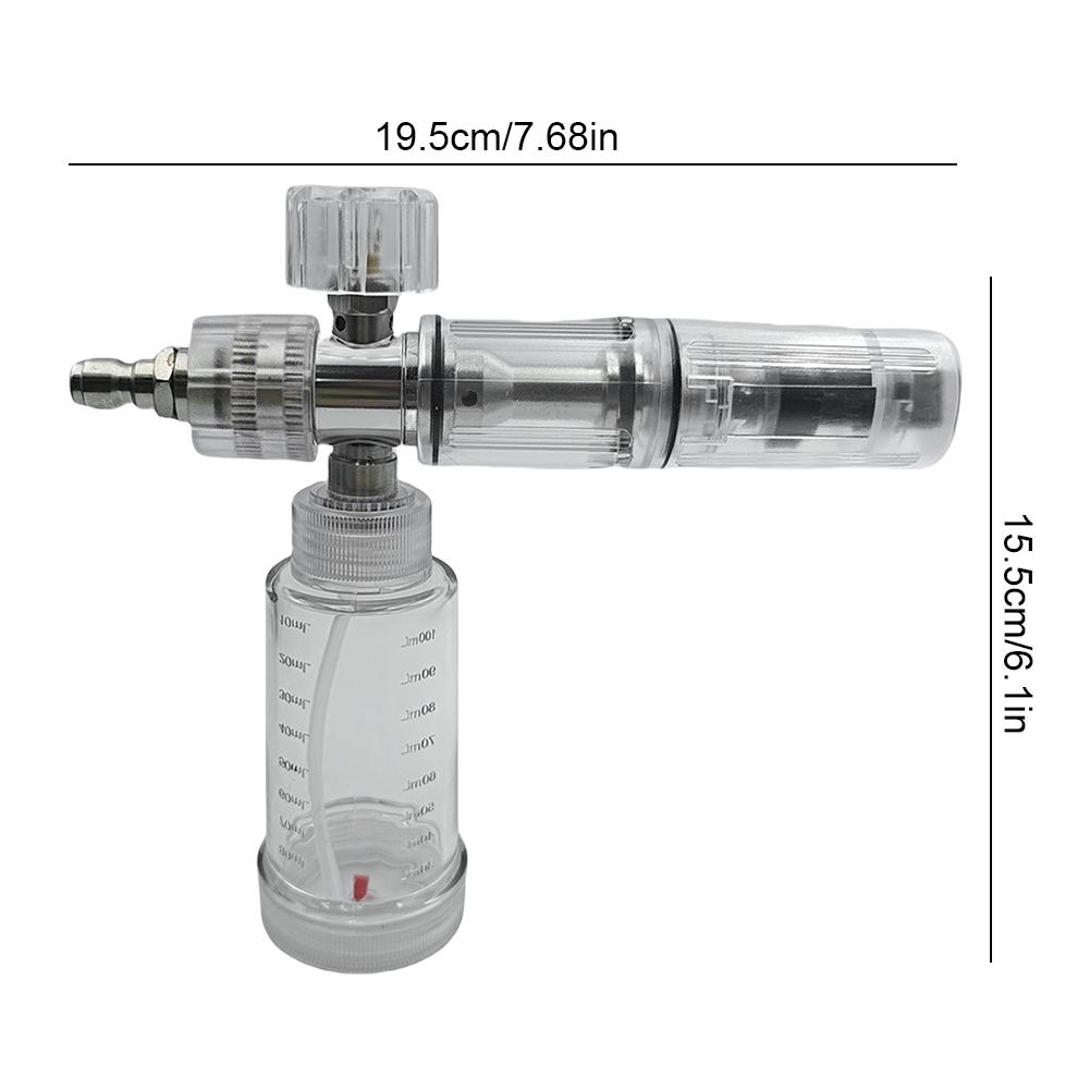 

100 мл Пенообразователь с быстроразъемным соединителем 1/4 дюйма Бутылка-распылитель мыльной пены Регулируемая насадка высокого давления для снежной пены для мойки автомобиля белый