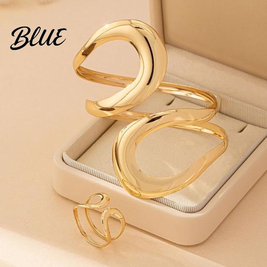 Adjustable Opening Ring 2Pcs/Set Bracelet Set for Women Design Bangle
