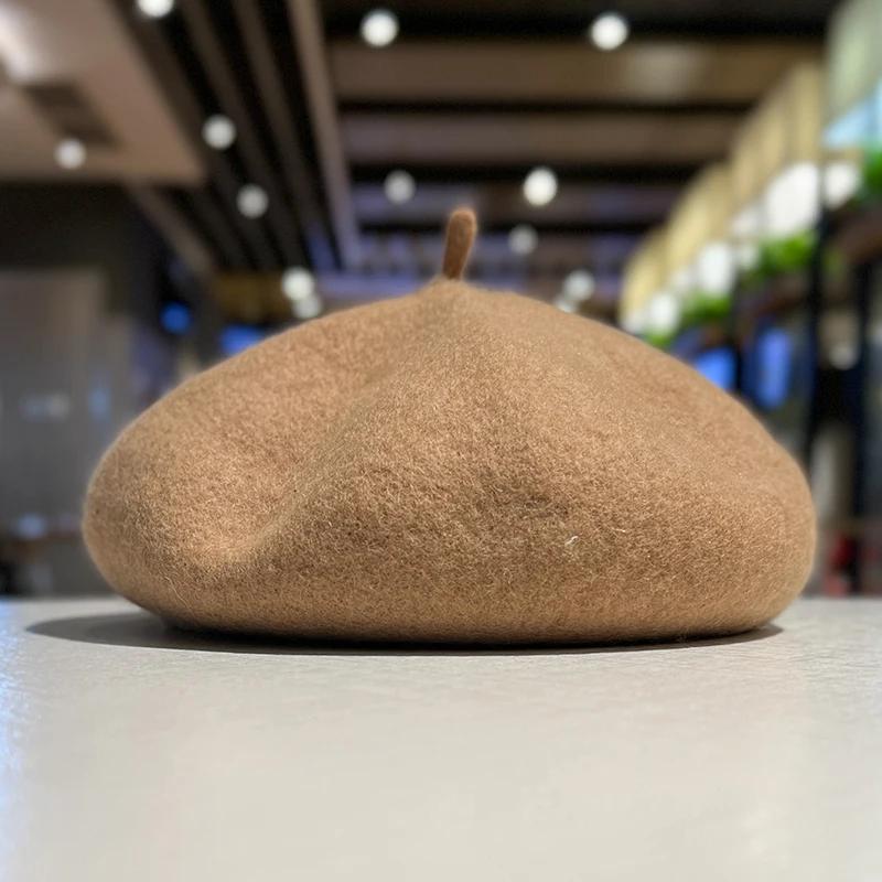 

Элегантные шерстяные береты, женские зимние французские шляпы для девочек, однотонные модные осенне-зимние береты для женщин, теплые фетровые уличные береты