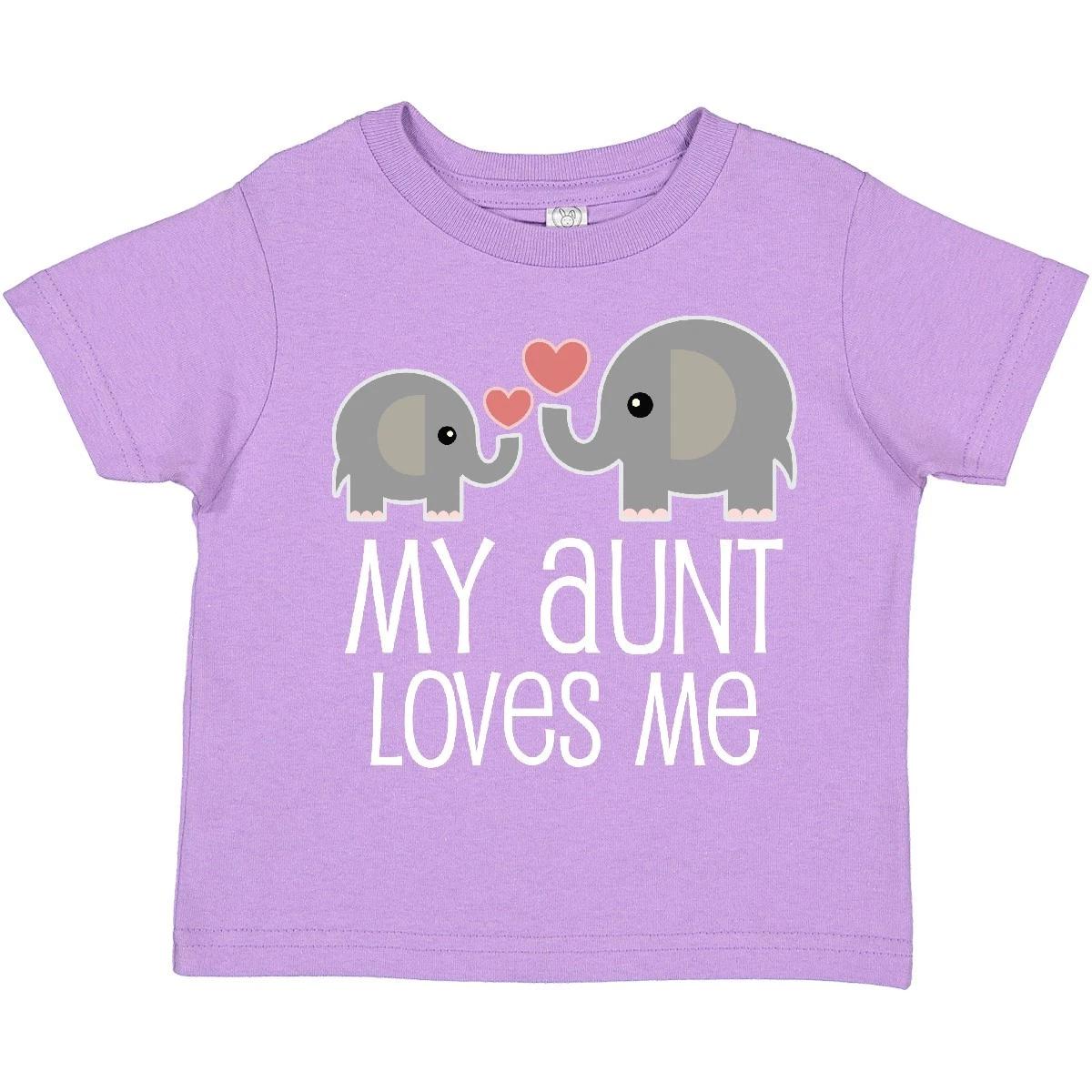 Inktastic My Aunt Loves Me Niece Nephew Elephant Toddler T-Shirt Auntie Aunty 100
