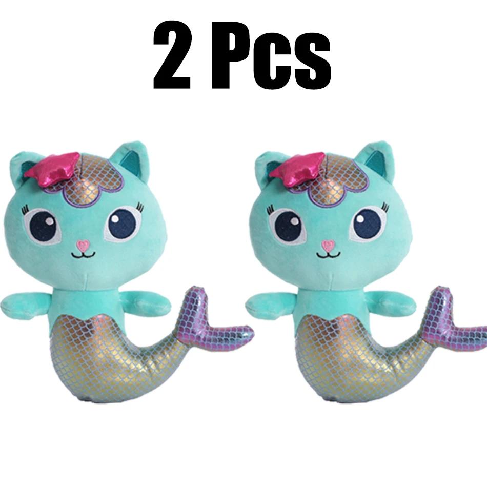 25cm 2 or 8Pcs Gabby doll house plush toy cartoon stuffed animal mermaid cat mermaid plush doll children's Christmas gift