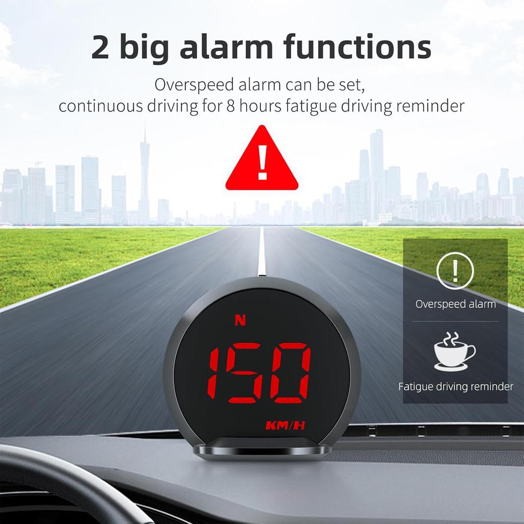 ACECAR Digital GPS Speedometer New HUD Car Head Up Display LCD Display With MPH Digital Speed Compass Direction Driving Distance Altitude Overspeed