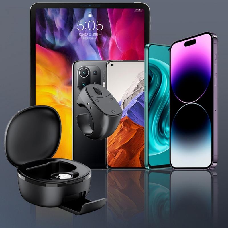 Bluetooth-compatible-compatible 5.3 Wireless Controller Touch Sensitive Remote Page Turners Ergonomic Rings Design for & Small Devices