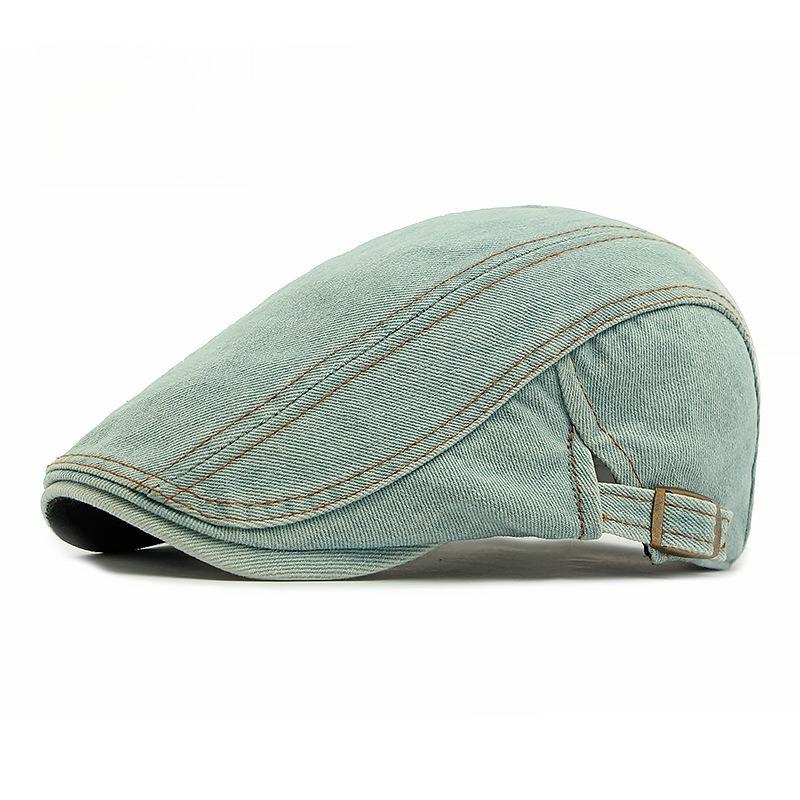 

1Pc Four Seasons Denim Solid Newsboy Caps Men Washed Flat Peaked Cap Women Painter Beret Hats,Men Painter Beret Hats For Tralve One Size
