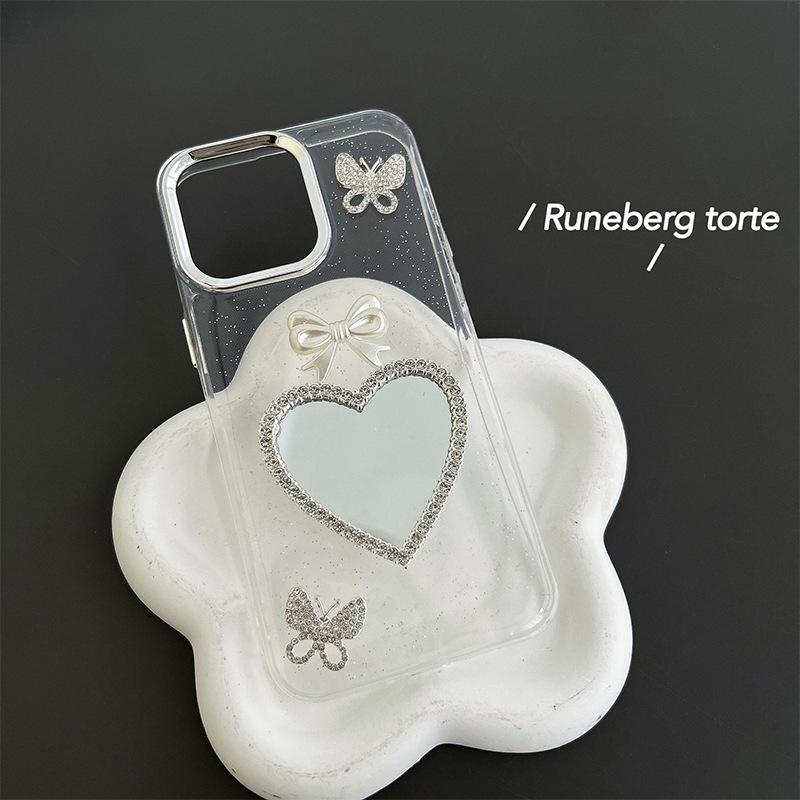 

Diamond Butterfly Phone Case for IPhone 17 Promax Bow Tie Love Mirror for Apple 14 Sparkling Pink 16 Transparent For iPhone 17Promax