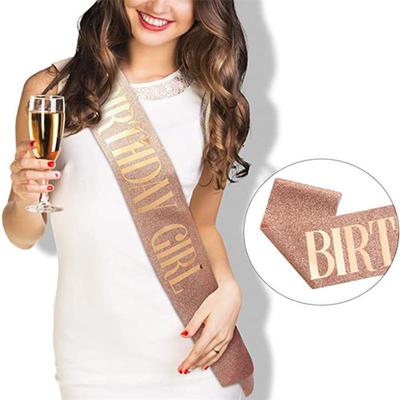 Birthday Queen Sash & Rhinestone Tiara Set for Women Rhinestone Queen Tiara for Girl Glitter Crystal Hair Accessories