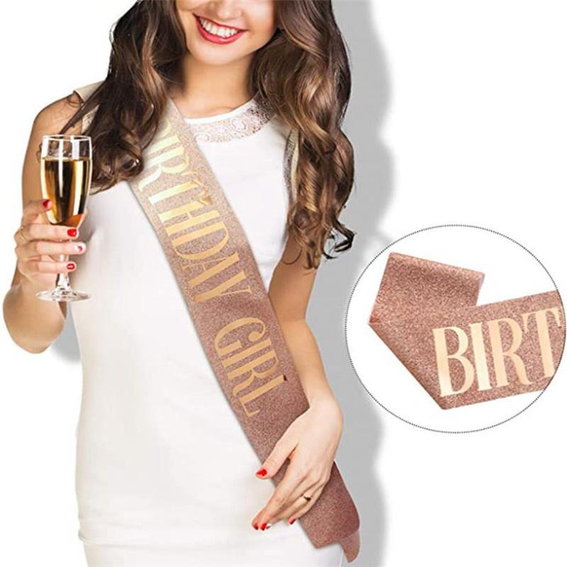 Birthday Queen Sash & Rhinestone Tiara Set for Women Rhinestone Queen Tiara for Girl Glitter Crystal Hair Accessories