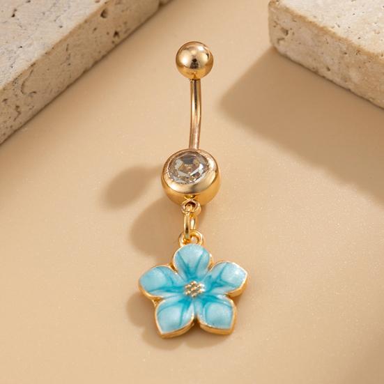 Yousheng Bauchnabelpiercing, Edelstahl Blume Design Bauchnabel Schmuck, Bauchpiercing Ring mit Klarem Zirkonia Inlay, Bauchnabel für Empfindliche Haut