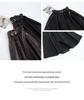 Women's Elegant Lambskin High Waist Pleated A-line Skirt, Mid-length Korean Style