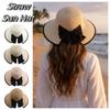 Wide Brim Sunscreen Bucket Hat Large Bow Bowknot Sun Cap Sweet Straw Weave Sun Hat  Summer