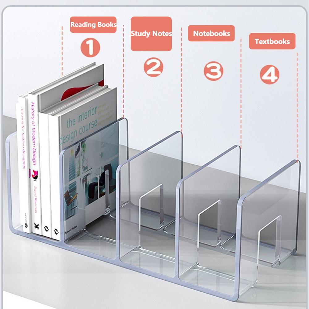 Crystal Clear Acrylic Bookends Elegant Heavy-Duty Desktop Organizer for Students & Office Holds Books & Documents Firmly