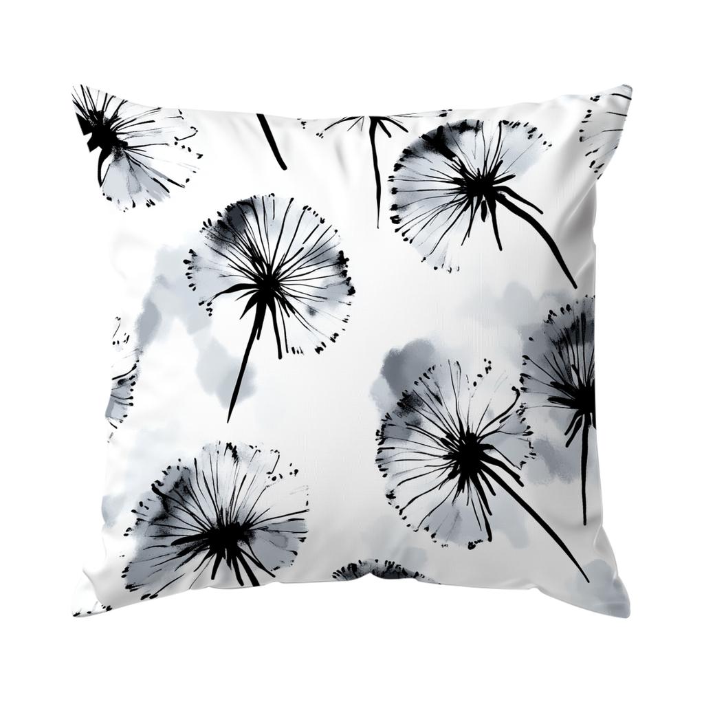 Federa per Cuscino Dente di Leone Bianco Nero Stampata Poliestere 45x45cm Copricuscino Decorativo per Divano Federa per Cuscino Decorazione per la Casa