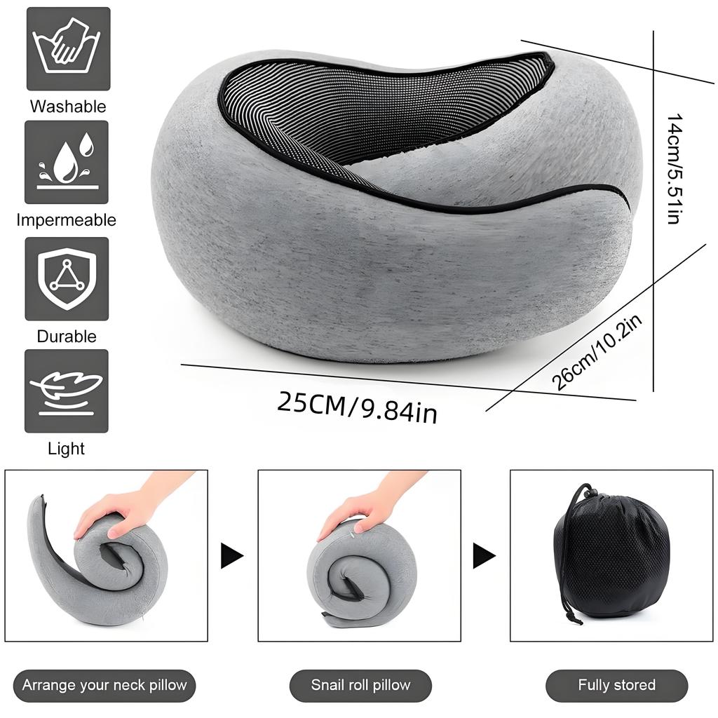 Memory Foam Travel Neck Pillow | 360° Support for Airplane Office Car | Ergonomic Comfort for Long Trips & Commutes