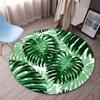 Monstera Blatt Runder Teppich, Kristallfleece Polyester, Rutschfest, für Wohnzimmer/Stuhlbereich