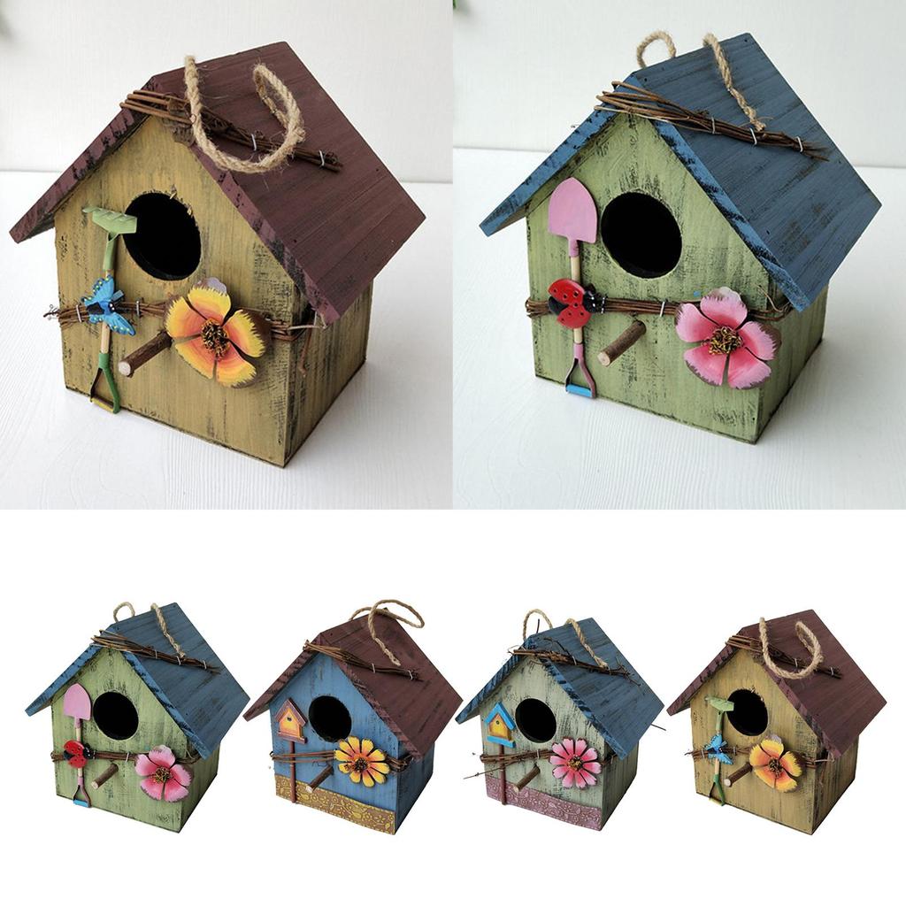 Hand-painted Hanging Bird House Box Outdoor Courtyard Decorative Birdhouses