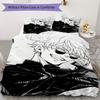 Jujutsu Kaisen Muster Bettwäsche Steppset Steppdecke Kissenbezug Heimdekoration Geburtstagsgeschenk (1 * Bettbezug + 2 * Kissenbezug ohne Füllung)
