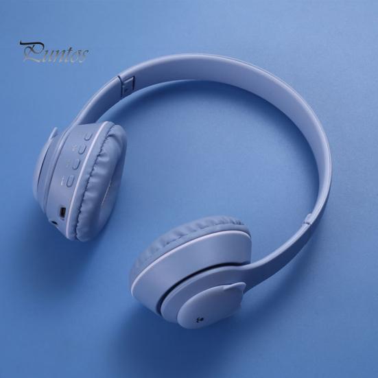 1 Set Headphone Foldable RGB Light Bear-shape Bluetooth-compatible 5.0 Wireless Headset Computer Accessories