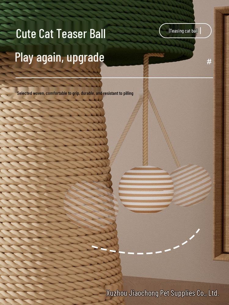 Durable Sisal Mushroom Cat Scratching Post: Vertically Mounted Claw Sharpening Toy