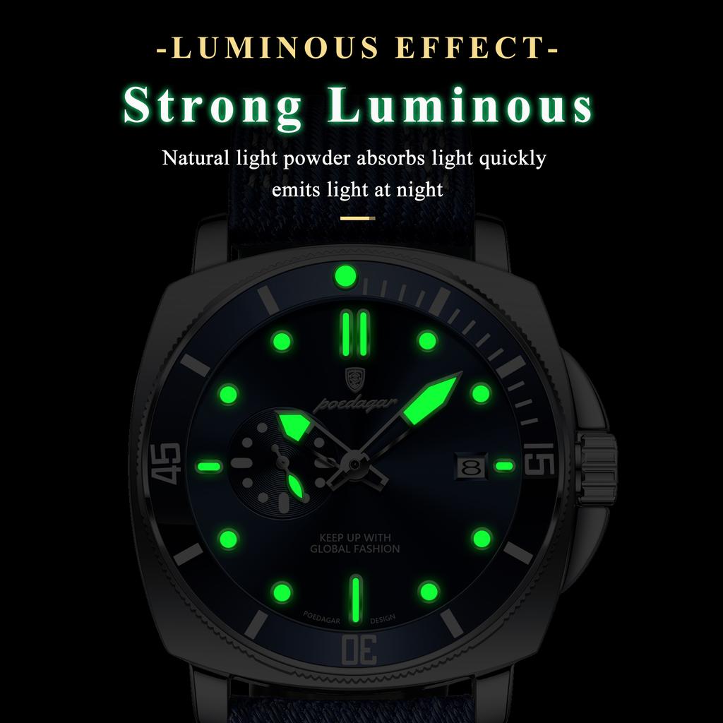 Luxury Trendy Man Wristwatch Square Dial Waterproof Luminous Date Week Men Watch Simple Business Quartz Leather Men's Watches Reloj