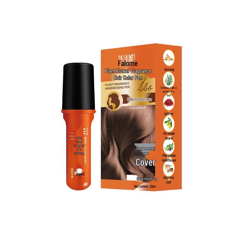 Faleime Floral Hair Color Pen - DJEM Temporary Hair Color with Teeth Comb, White Hair Concealer, Gentle & Non-Damaging, Disposable.