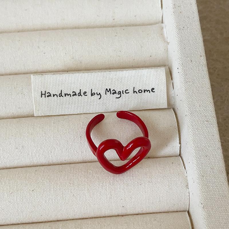 

Красное капающее масло Love бисерное эластичное веревочное кольцо женское ретро индивидуальное модное простое универсальное кольцо