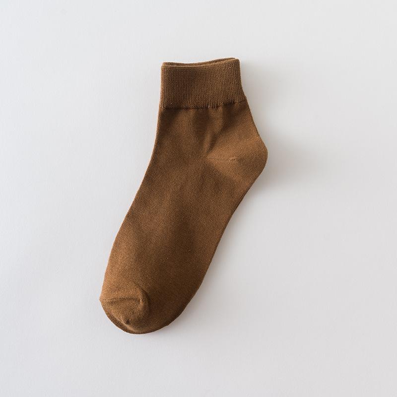 Korte Katoenen Sokken voor Dames, Ademende Effen Kleur College-stijl Katoenen Sokken