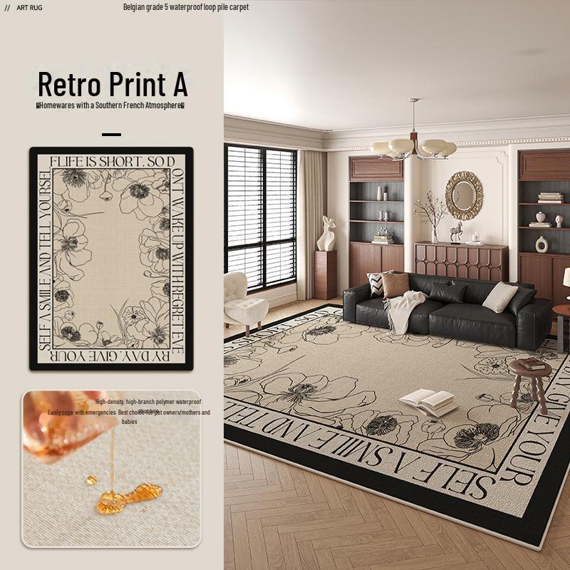 2025 Vintage French Living Room Carpet - Dirt-Resistant, Easy Care, Wash-Free, Light Luxury, High-End Floor Mat.
