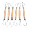 Double Head Ribbon Tool Wooden Handle Wax Pottery Clay Carving Sculpture DIY Craft Set